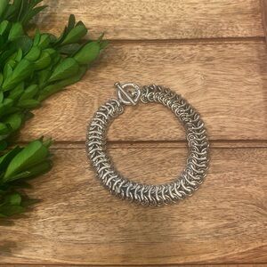 Heavy Suarti BA Sterling Silver 8" Braided Link Chain Toggle Bracelet